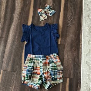 3pc set Girls 5-6 Kelly's Kids from Eleanor Rose Navy Patchwork Bundle